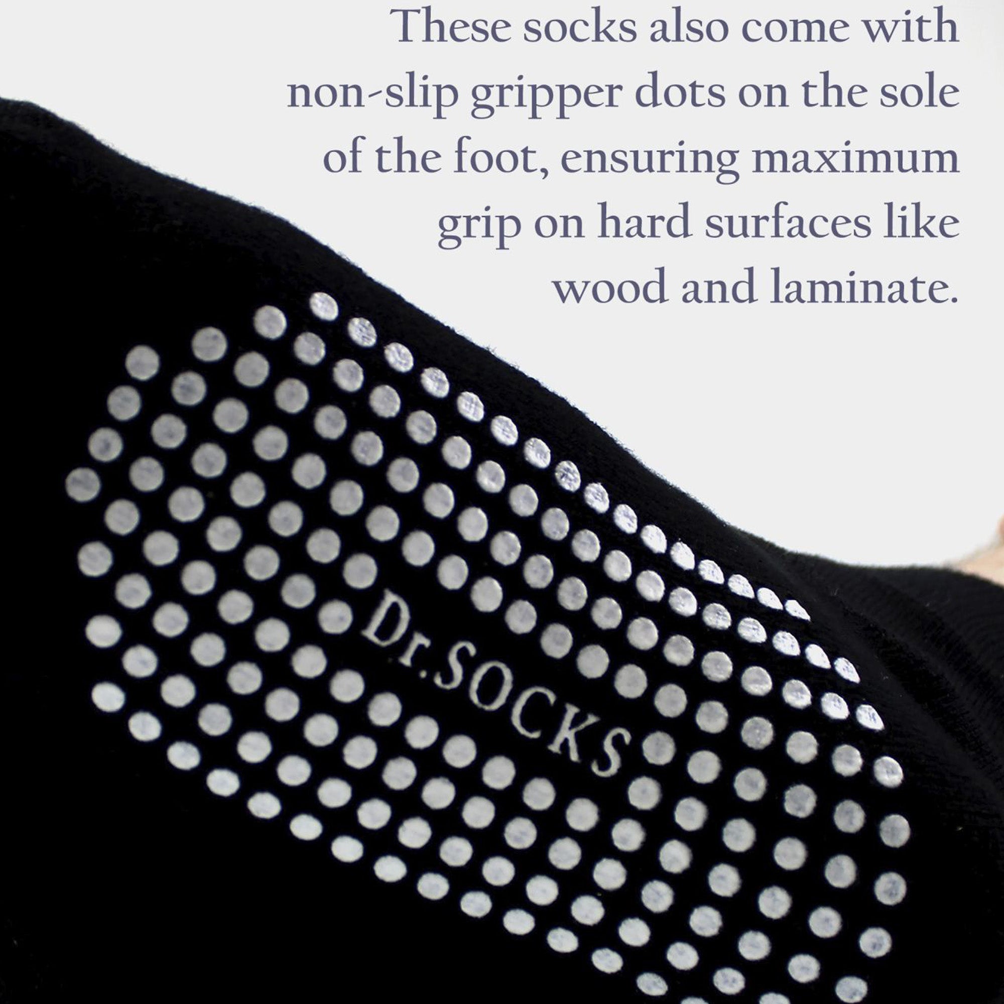 Dr.Socks 4 Pack Short Bamboo Diabetic Socks with Grips for Men and Women