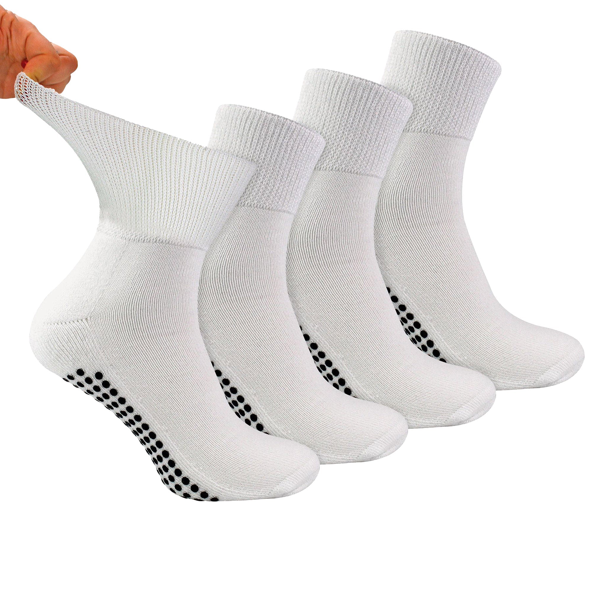 Dr.Socks 4 Pack Short Bamboo Diabetic Socks with Grips for Men and Women