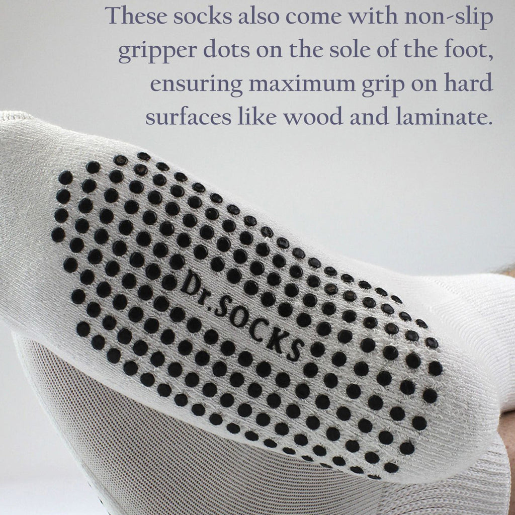 Dr.Socks 4 Pack Short Bamboo Diabetic Socks with Grips for Men and Women