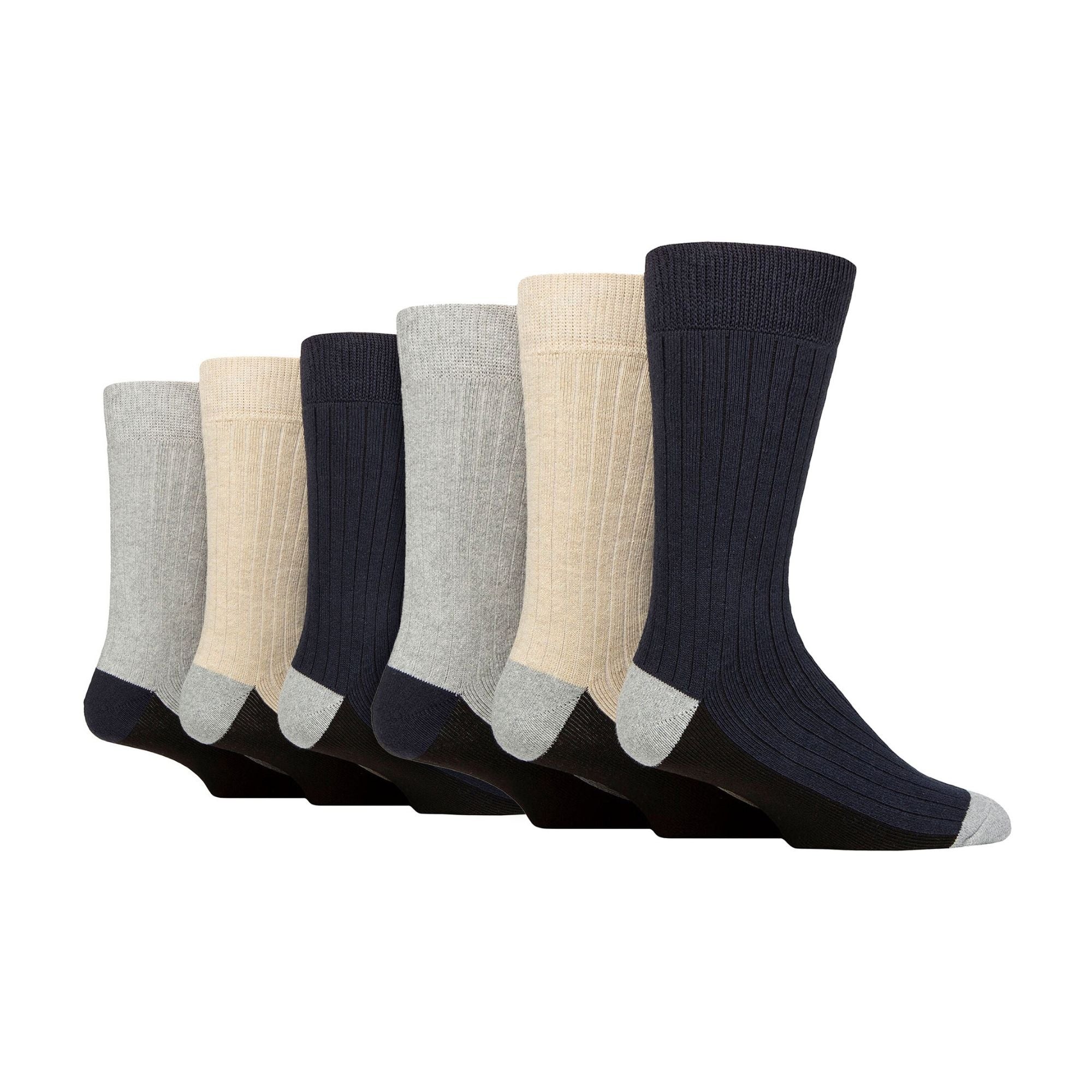 Wildfeet 6 Pairs Mens Multipack Outdoor Cotton Boot Socks for Ultimate Hiking Comfort