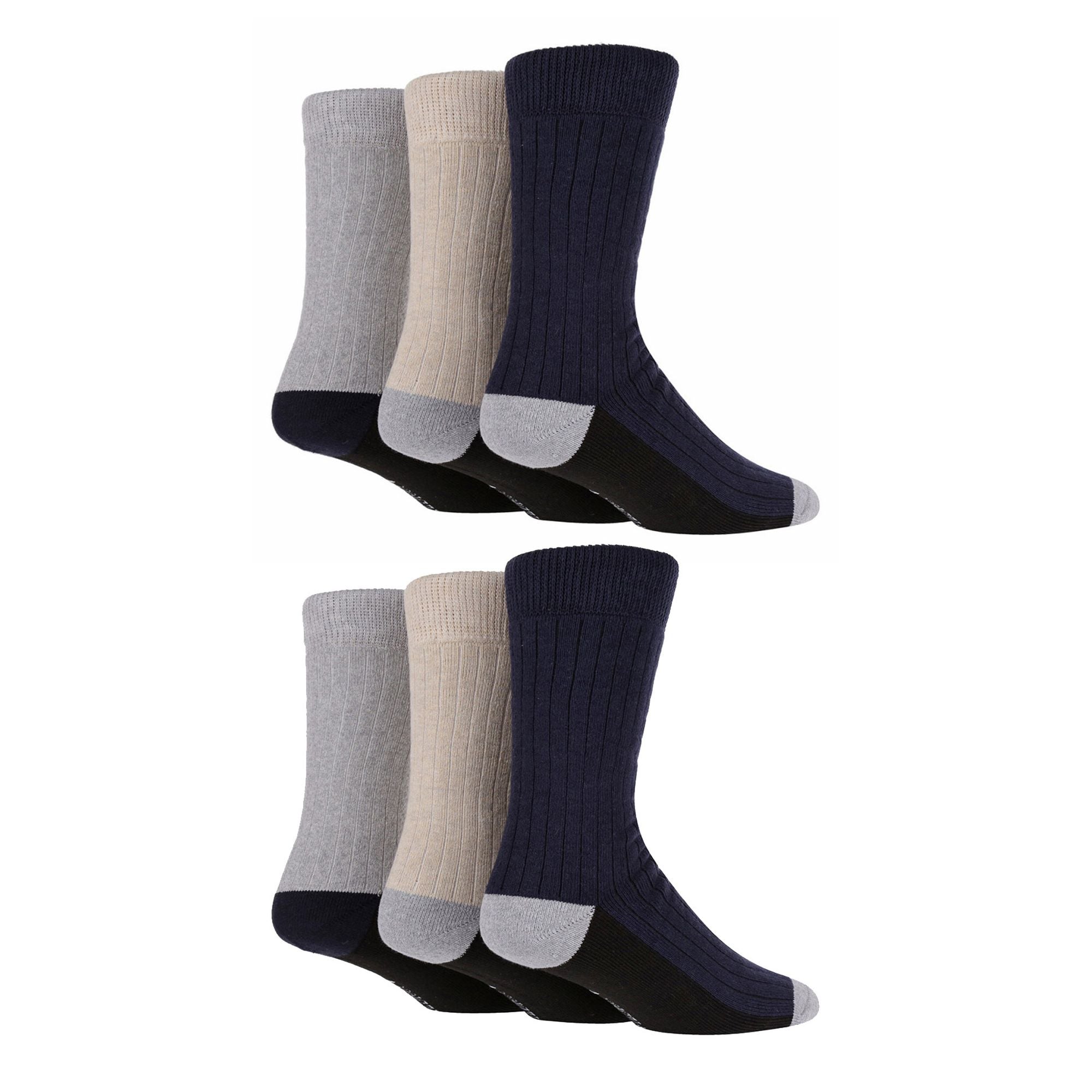 Wildfeet 6 Pairs Mens Multipack Outdoor Cotton Boot Socks for Ultimate Hiking Comfort