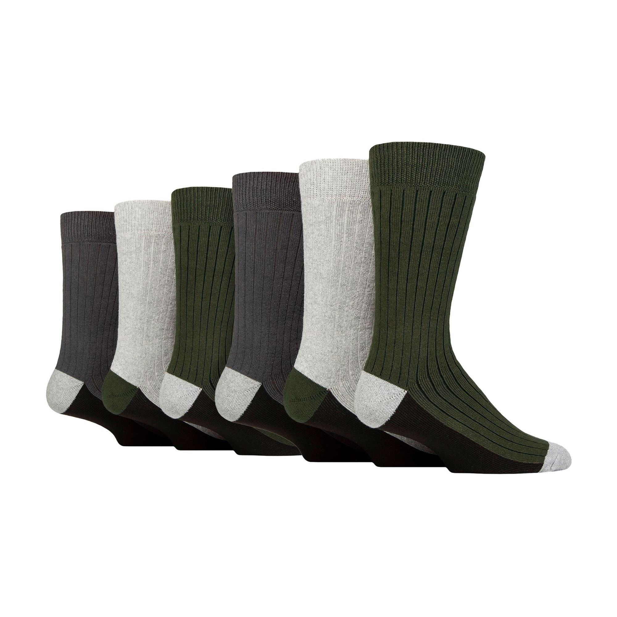 Wildfeet 6 Pairs Mens Multipack Outdoor Cotton Boot Socks for Ultimate Hiking Comfort
