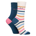 Elle 2 Pack Womens Striped and Plain Bamboo Socks