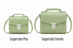 Zatchels Sage Green Sugarcube handbag size guide view