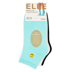 Elle 3 Pack Womens Ribbed Anklet Socks with Frill Welt