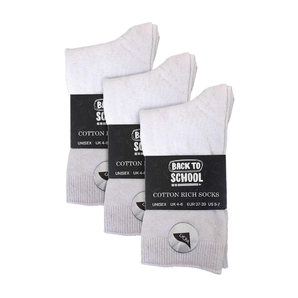 Sock Snob 6 Pack Girls and Boys Plain Soft Breathable Cotton School Socks (3 Sizes)