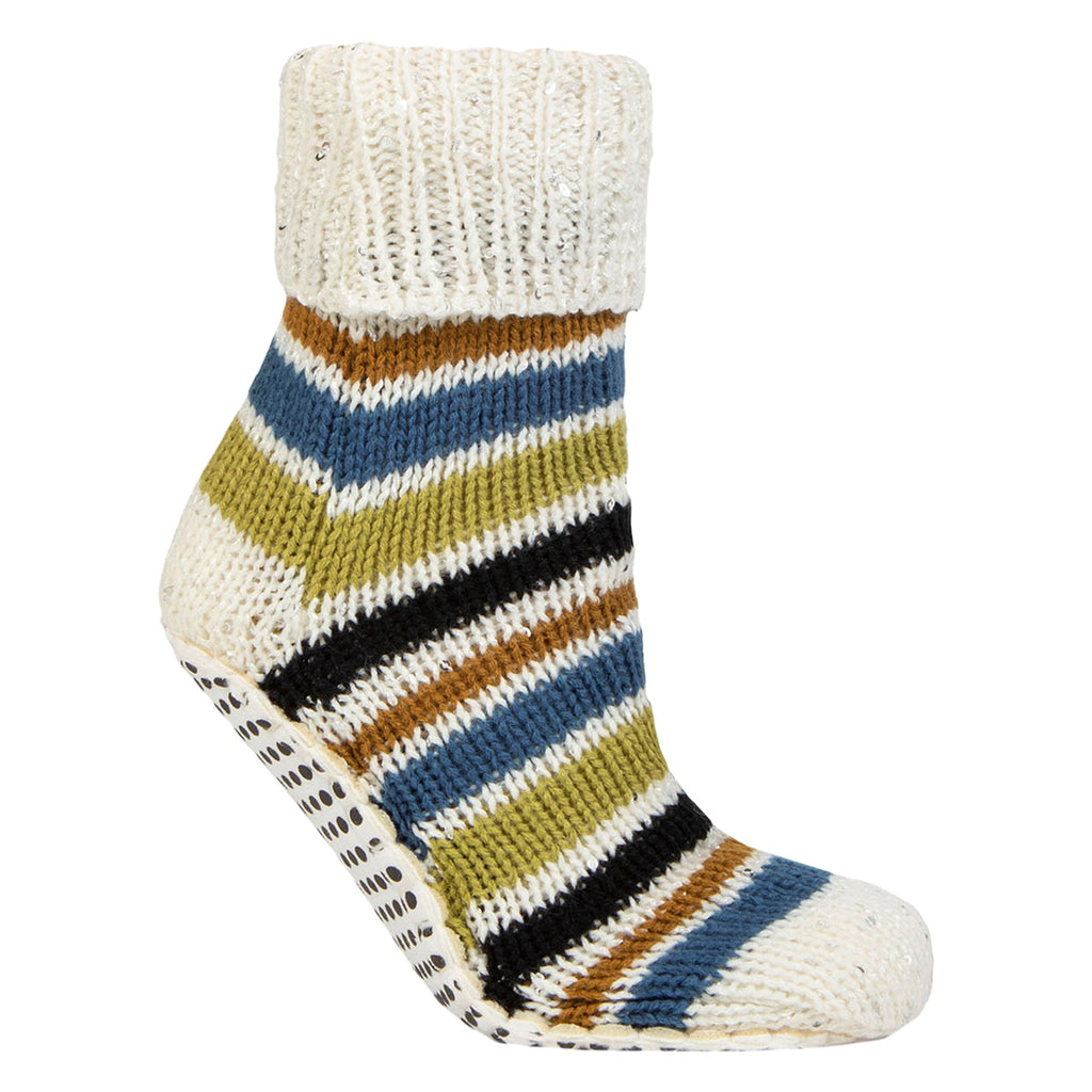 Sock Snob 1 Pair Womens Chunky Fair Isle Moccasin Grip Socks - Warm Winter Slipper Socks