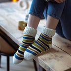 Sock Snob 1 Pair Womens Chunky Fair Isle Moccasin Grip Socks - Warm Winter Slipper Socks