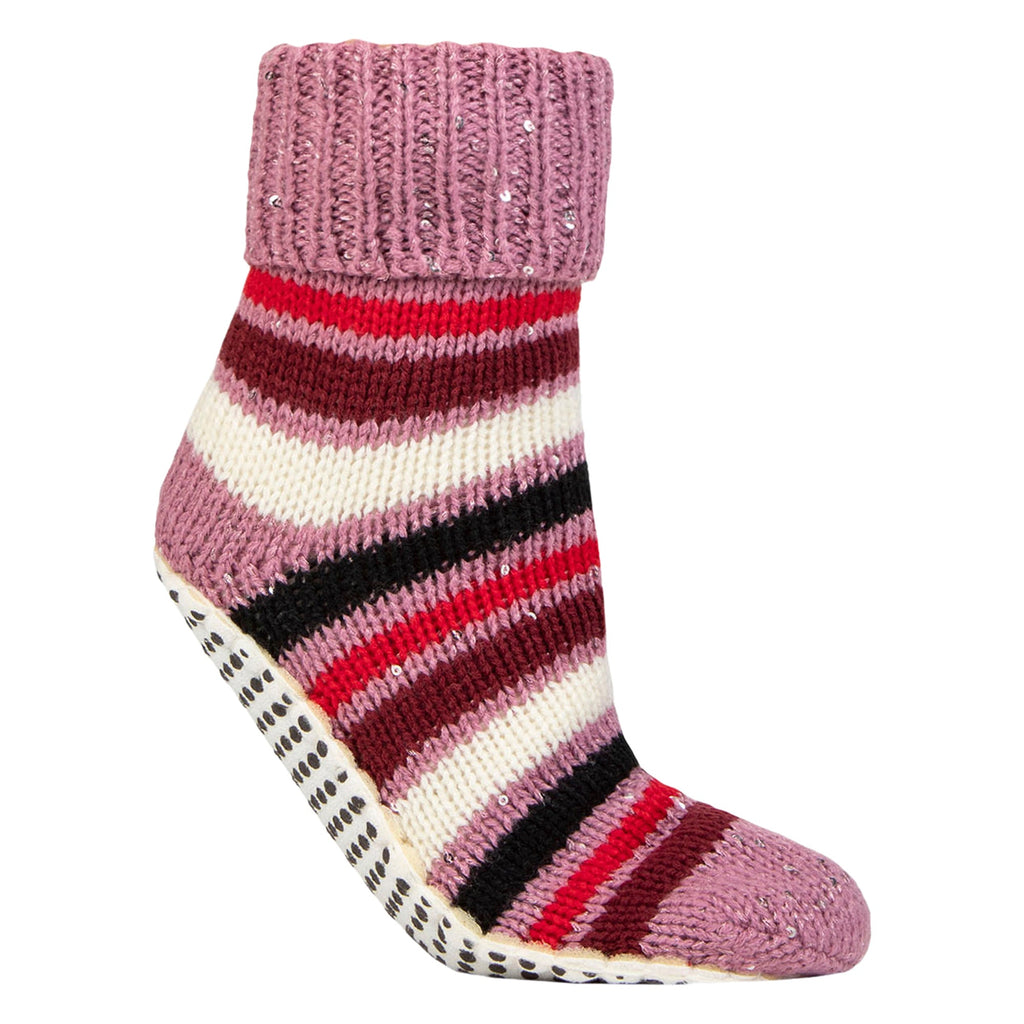 Sock Snob 1 Pair Womens Chunky Fair Isle Moccasin Grip Socks - Warm Winter Slipper Socks