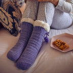 Elle 1 Pair Womens Chenille Slipper Socks with Moccasin Sole - Soft Cosy Comfort