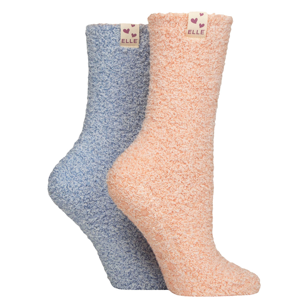 Elle 2 Pack Womens Two Tone Cosy Bed and Home Socks