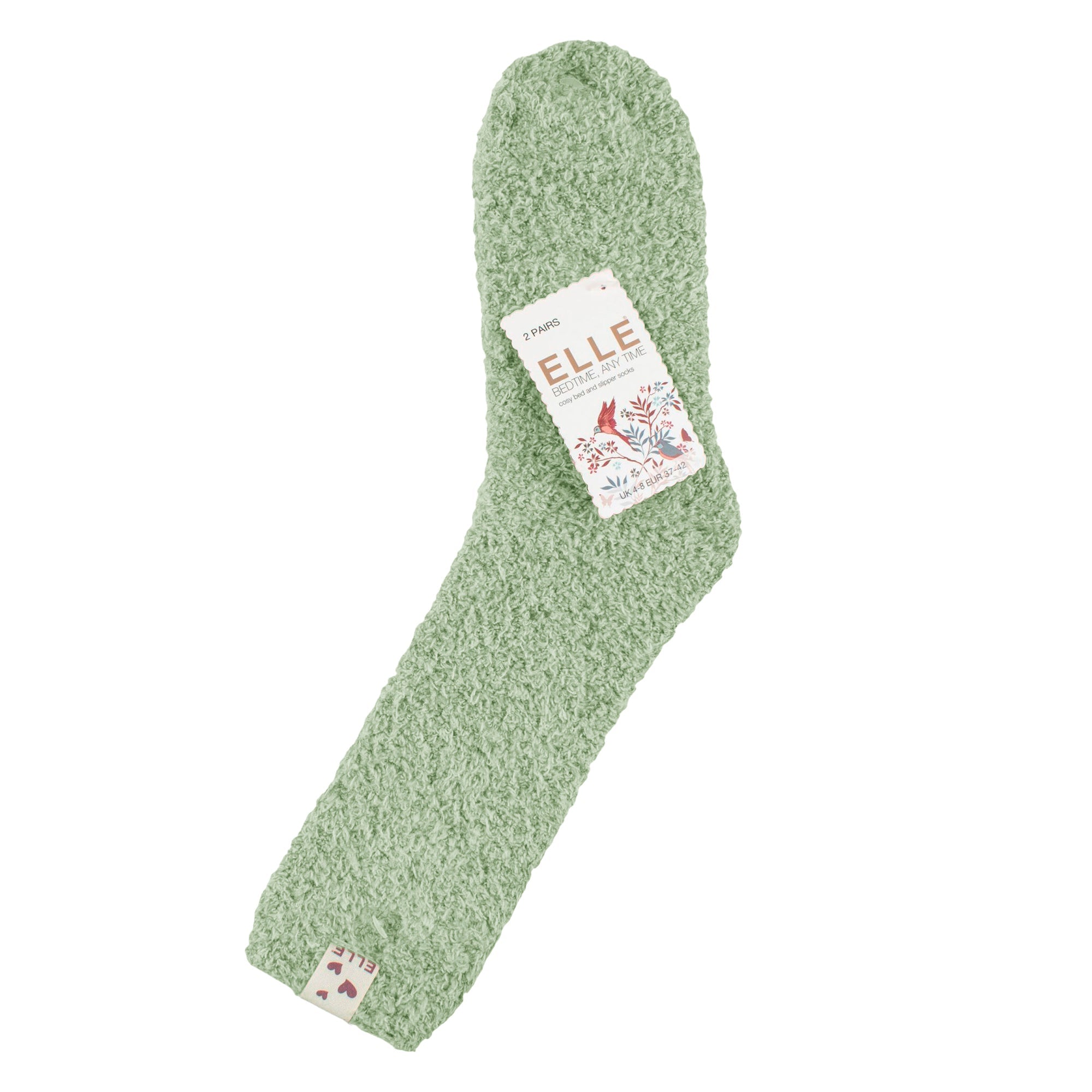 Elle 2 Pack Womens Two Tone Cosy Bed and Home Socks