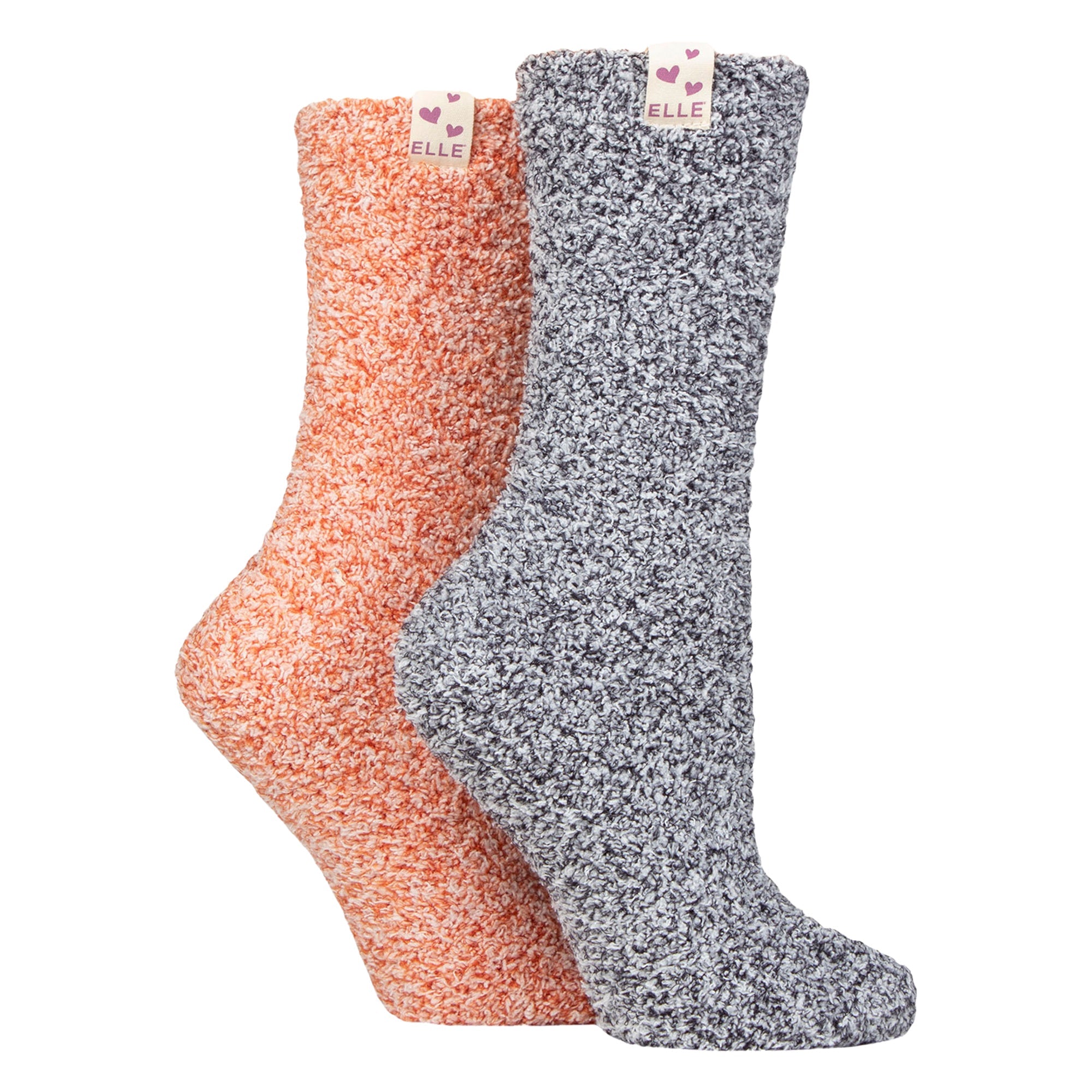 Elle 2 Pack Womens Two Tone Cosy Bed and Home Socks