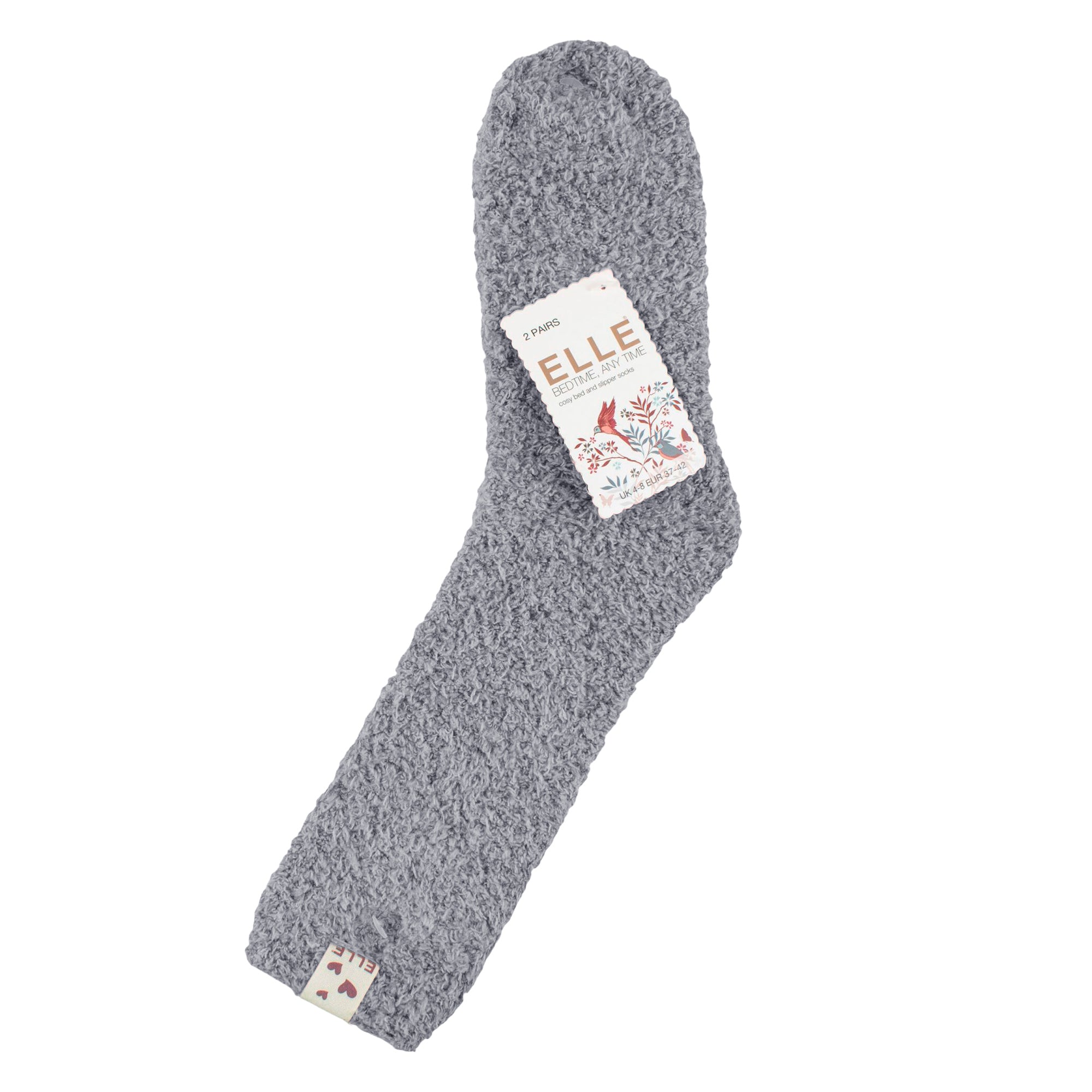 Elle 2 Pack Womens Two Tone Cosy Bed and Home Socks