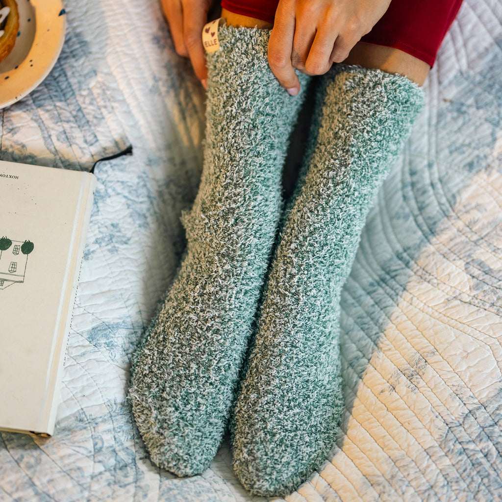 Elle 2 Pack Womens Two Tone Cosy Bed and Home Socks