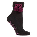 ELLE 1 Pair Womens Wool Mix Slipper Socks with Pom Pom - Warm Soft Cosy Comfort