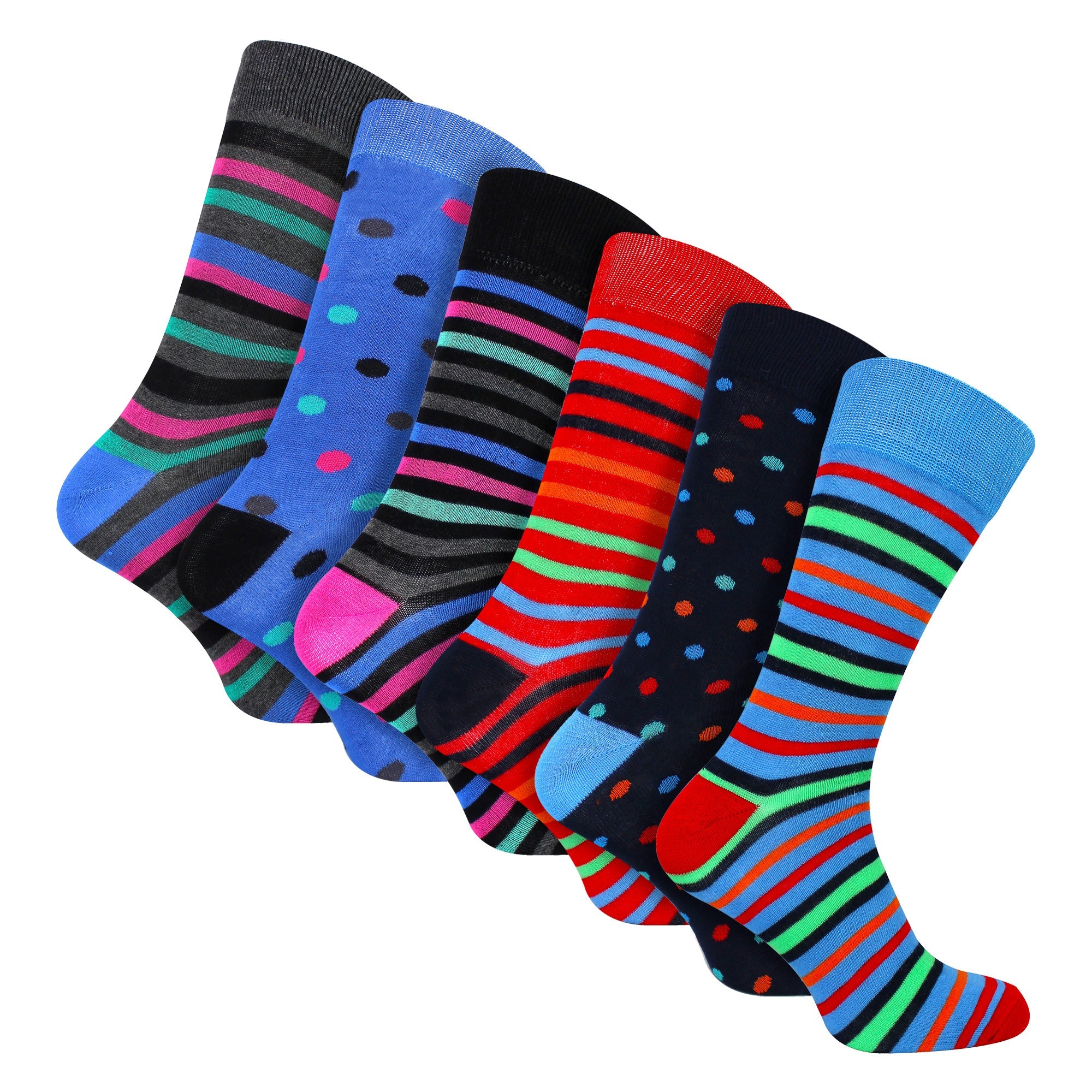 Sock Snob 6 Pack Mens Bamboo Design Socks - Soft Breathable Everyday Patterned Fit