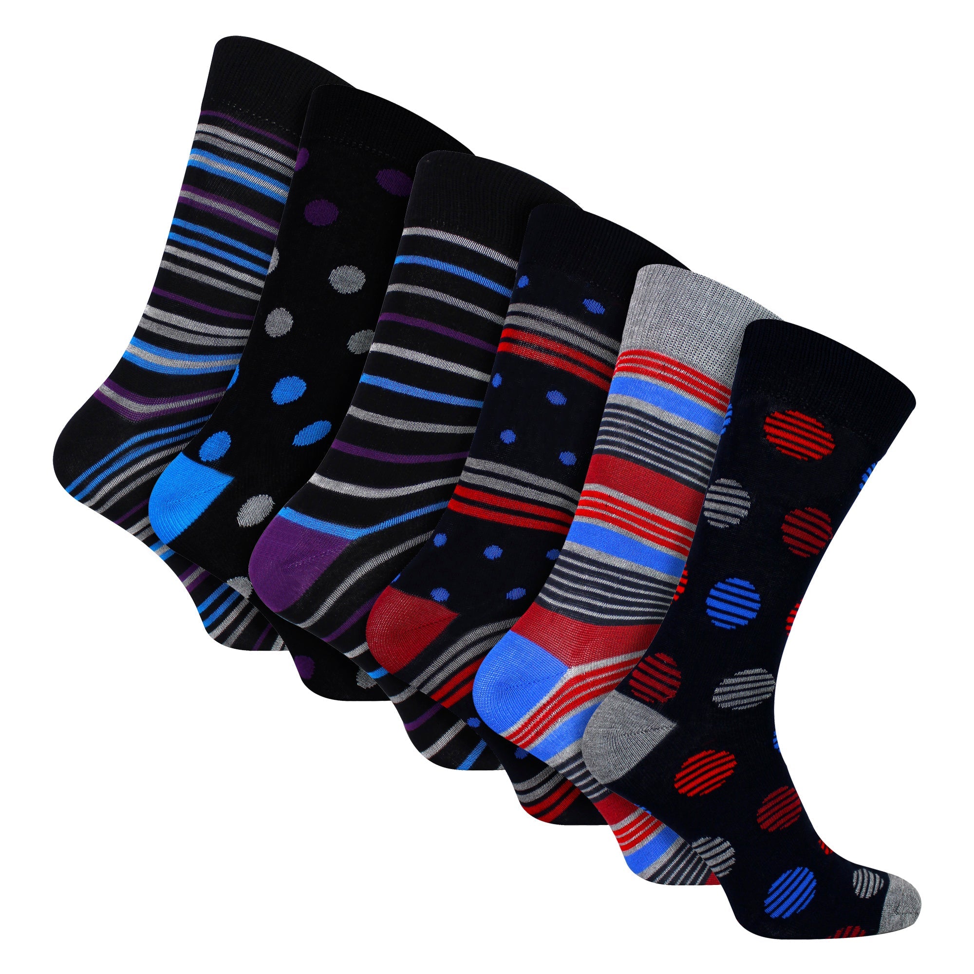 Sock Snob 6 Pack Mens Bamboo Design Socks - Soft Breathable Everyday Patterned Fit