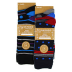 Sock Snob 6 Pack Mens Bamboo Design Socks - Soft Breathable Everyday Patterned Fit