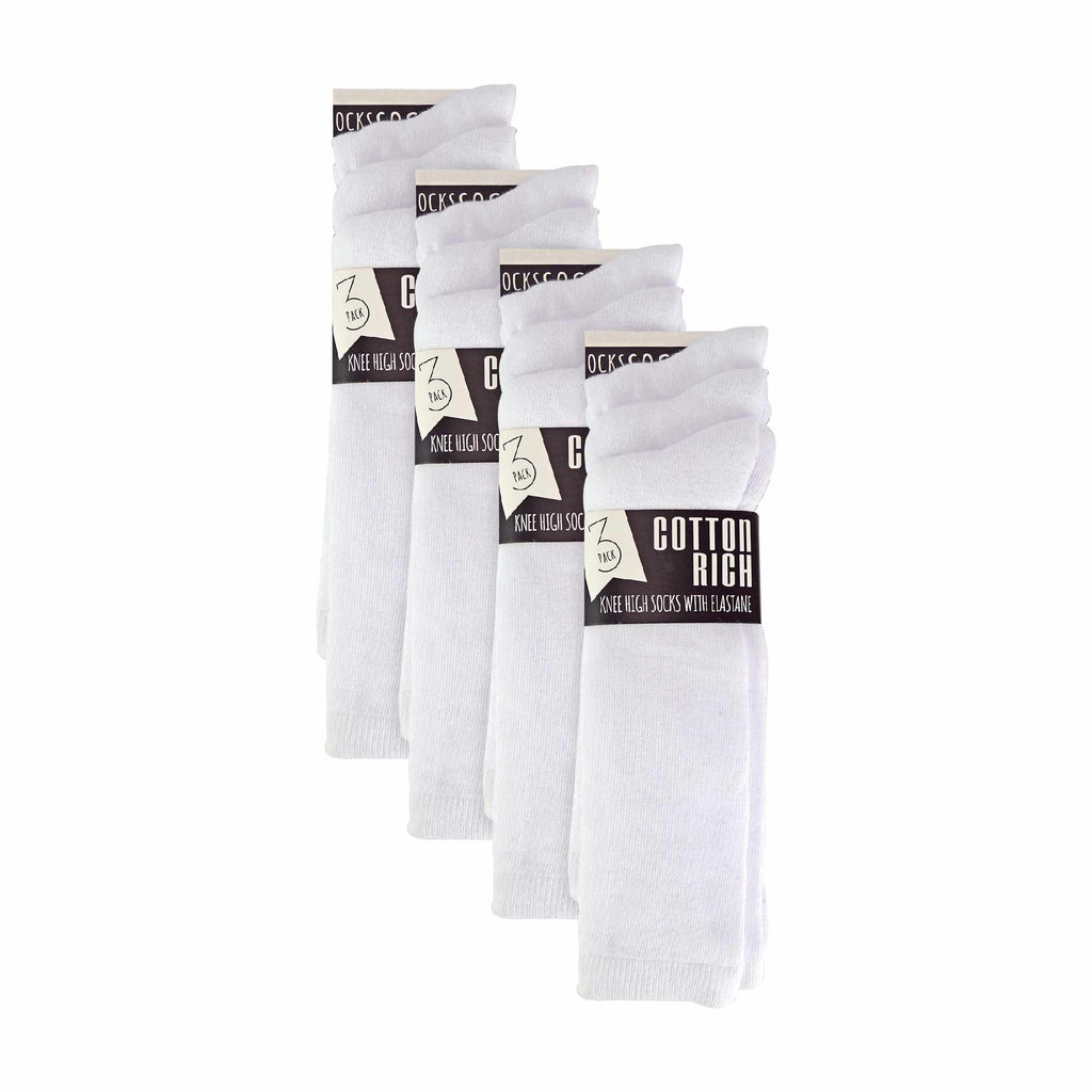 Sock Snob 12 Pack Girls Long Knee High Soft Cotton School Socks