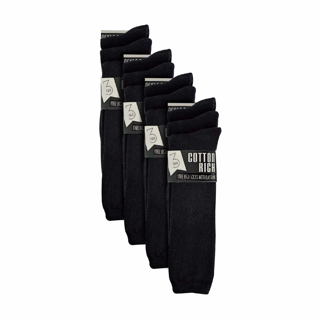 Sock Snob 12 Pack Girls Long Knee High Soft Cotton School Socks