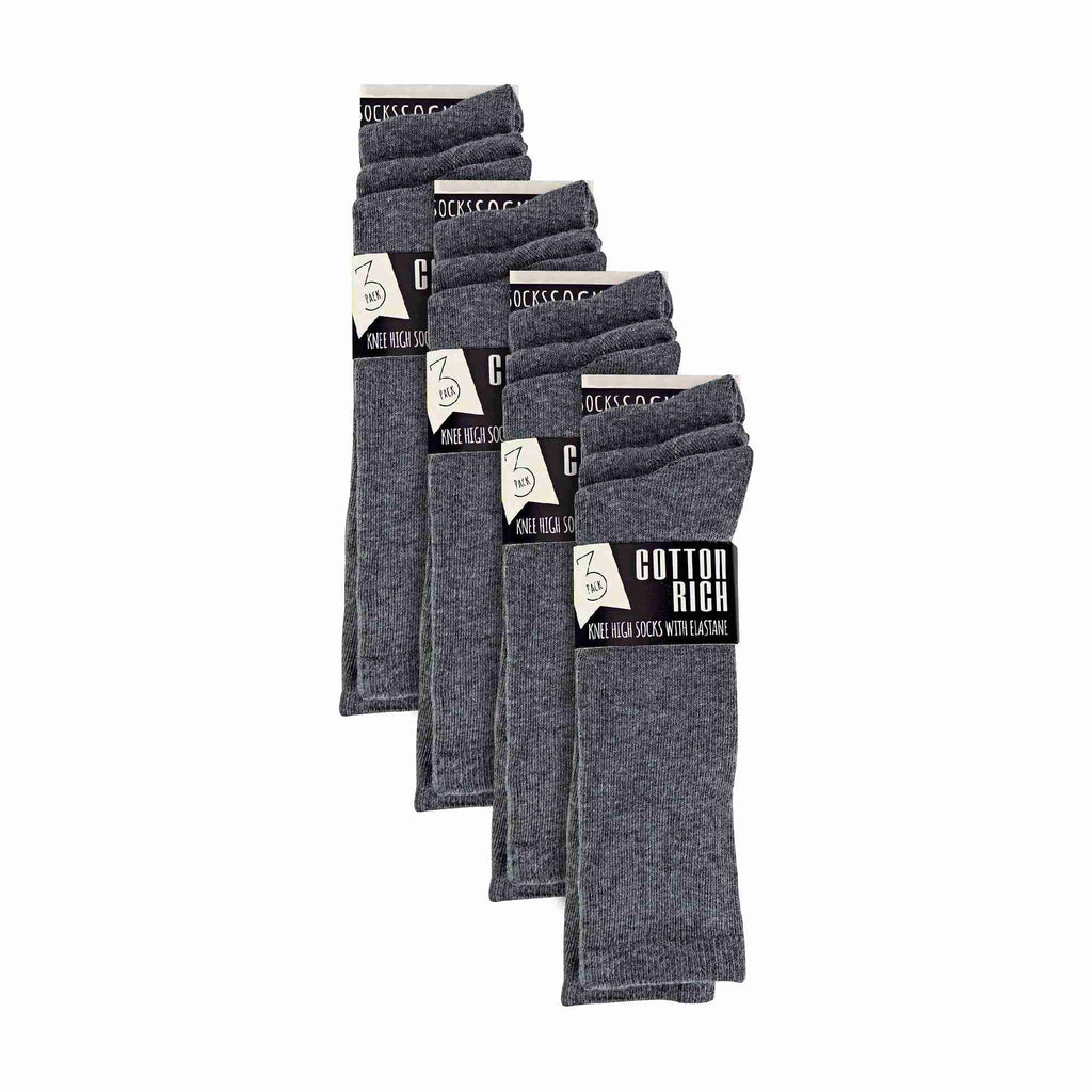 Sock Snob 12 Pack Girls Long Knee High Soft Cotton School Socks