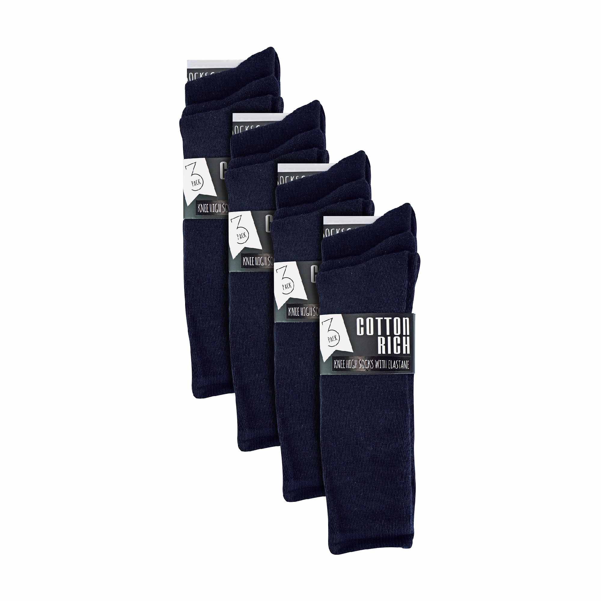 Sock Snob 12 Pack Girls Long Knee High Soft Cotton School Socks