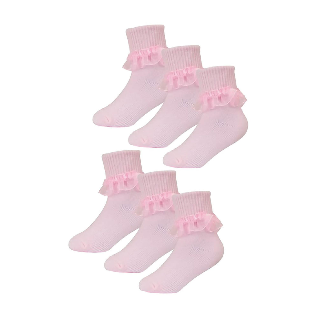 Sock Snob 6 Pack Baby Girl Soft Cotton Rich Frilly Lace Socks (3 Sizes)