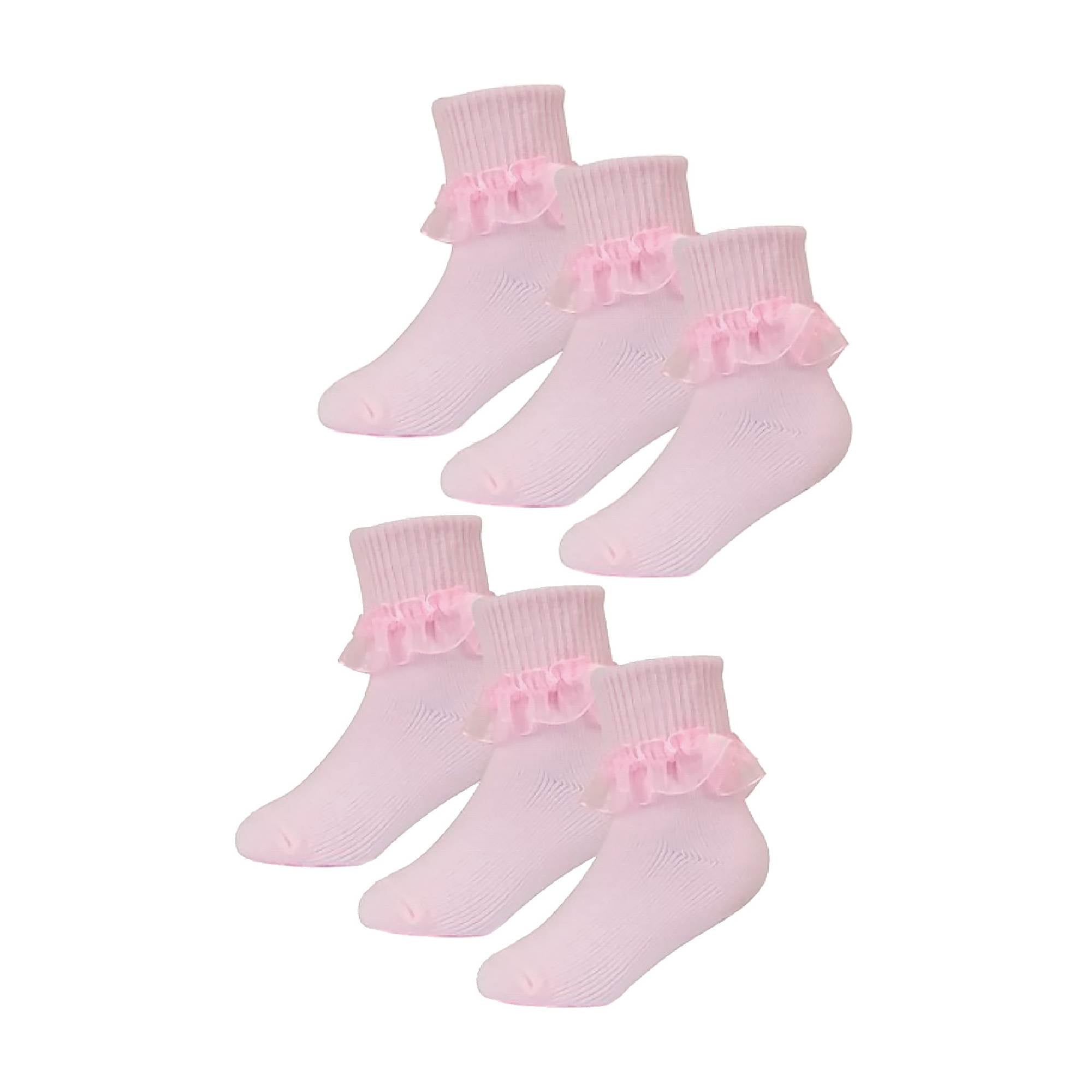 Sock Snob 6 Pack Baby Girl Soft Cotton Rich Frilly Lace Socks (3 Sizes)