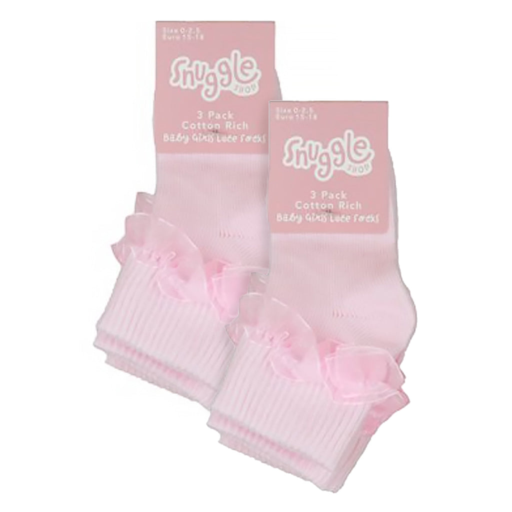 Sock Snob 6 Pack Baby Girl Soft Cotton Rich Frilly Lace Socks (3 Sizes)
