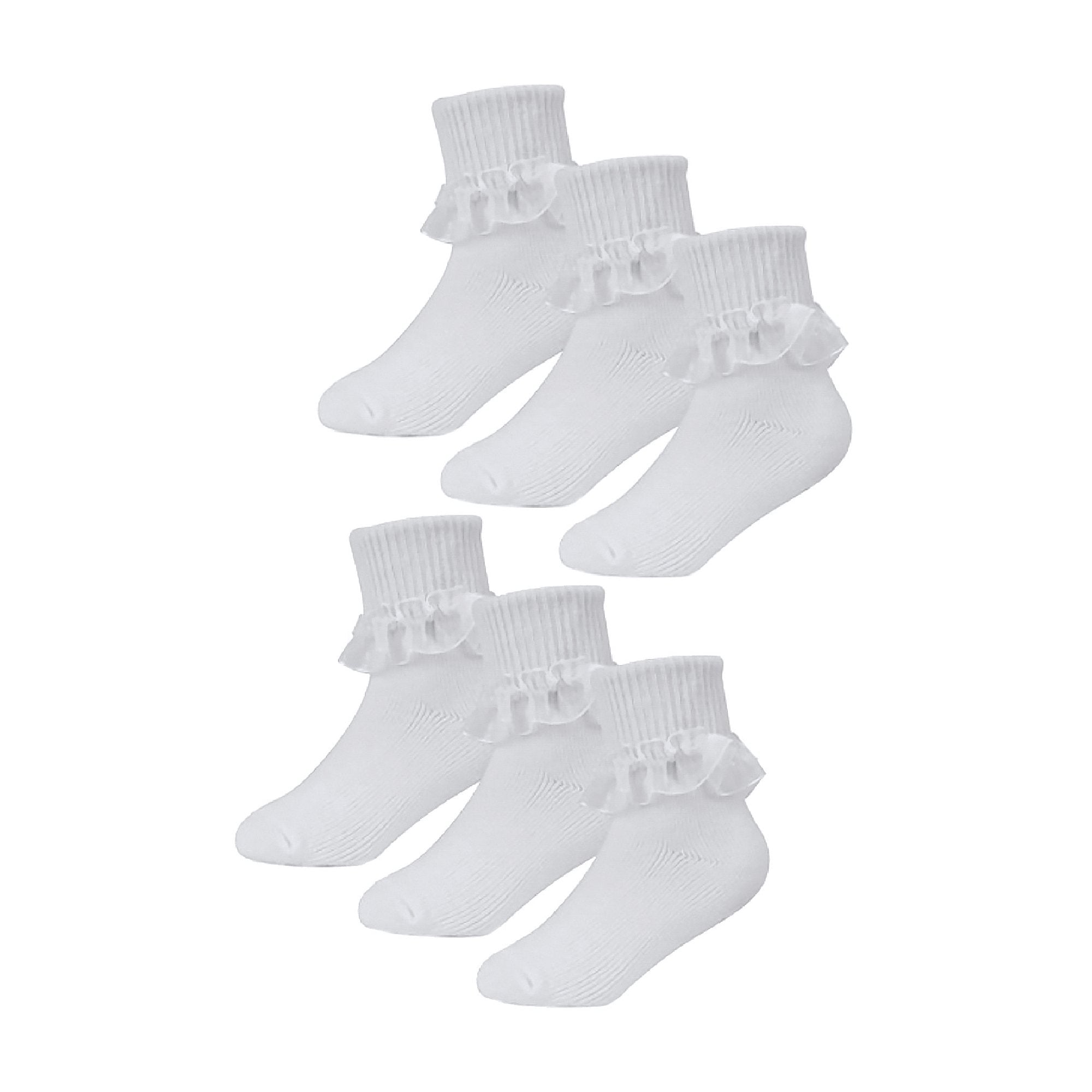 Sock Snob 6 Pack Baby Girl Soft Cotton Rich Frilly Lace Socks (3 Sizes)