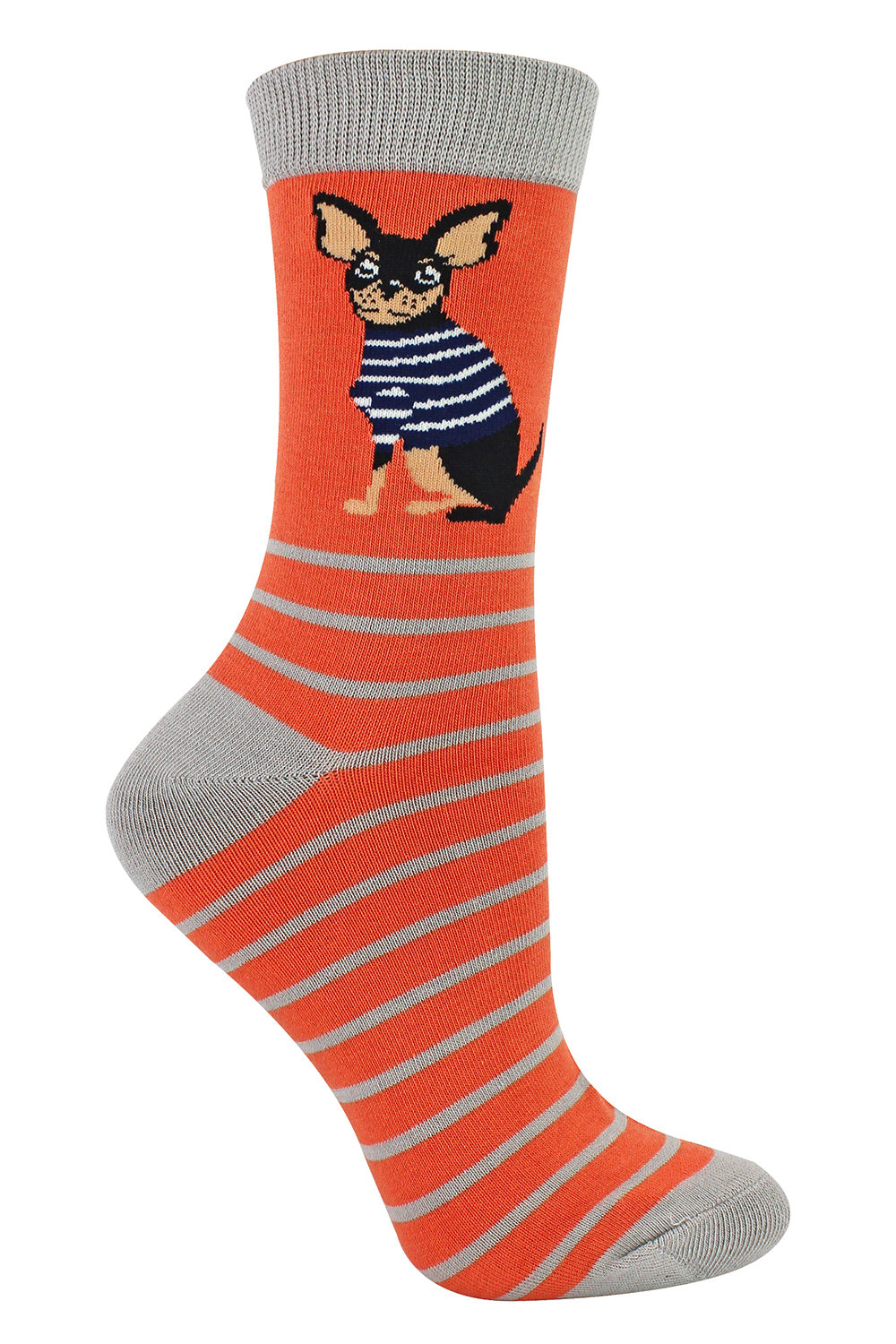 Sock Snob 1 Pack Womens Novelty Orange Chihuahua Bamboo Socks