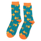 Sock Snob 1 Pack Womens Novelty Teal Goldfish Bamboo Socks