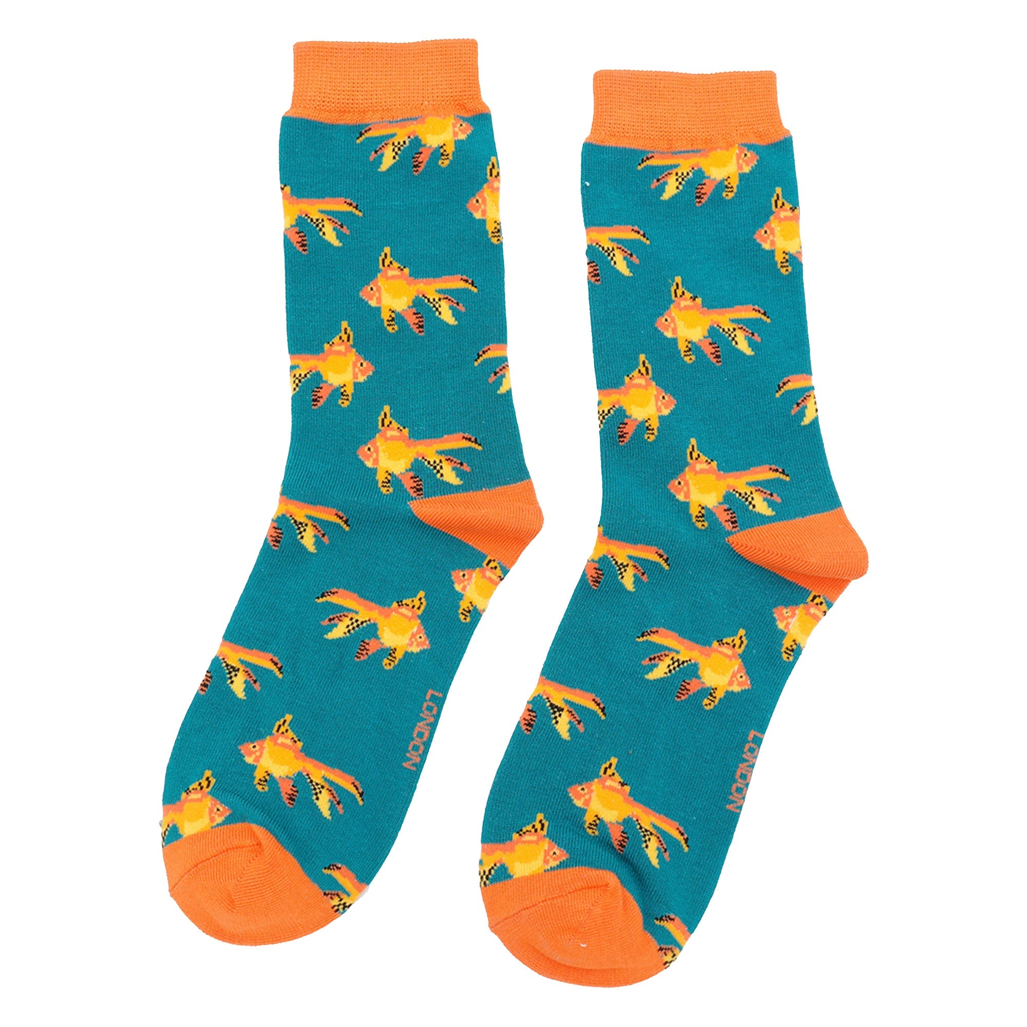 Sock Snob 1 Pack Womens Novelty Teal Goldfish Bamboo Socks