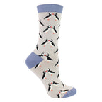 Sock Snob 1 Pack Womens Novelty Silver Kissing Puffins Bamboo Socks