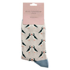 Sock Snob 1 Pack Womens Novelty Silver Kissing Puffins Bamboo Socks