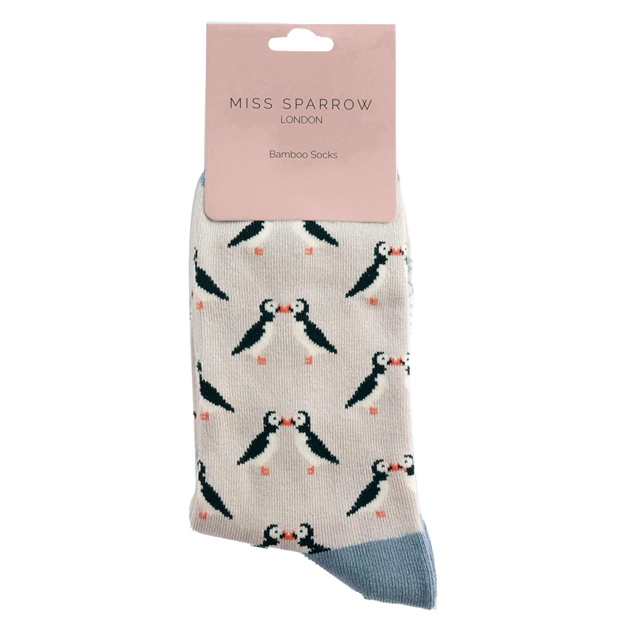 Sock Snob 1 Pack Womens Novelty Silver Kissing Puffins Bamboo Socks