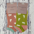 Sock Snob 2 Pack Womens Novelty Animal Themed Bamboo Trainer Socks