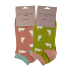 Sock Snob 2 Pack Womens Novelty Animal Themed Bamboo Trainer Socks