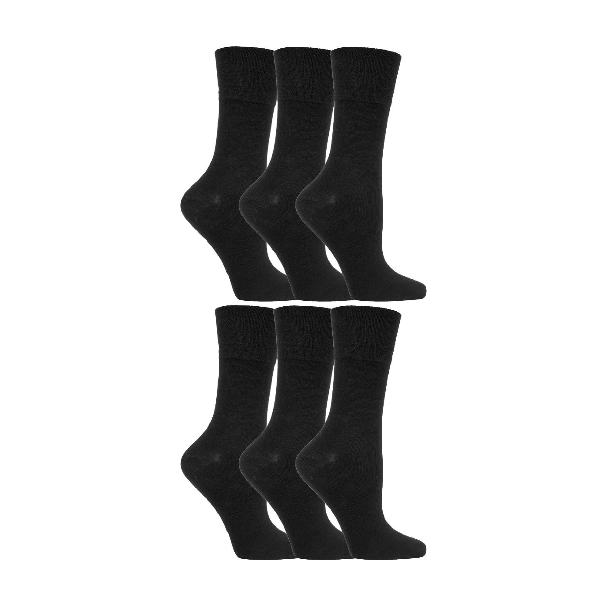 Gentle Grip 6 Pack Womens Non Elastic Soft Top Cotton Diabetic Socks
