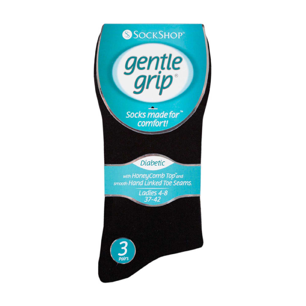 Gentle Grip 6 Pack Womens Non Elastic Soft Top Cotton Diabetic Socks