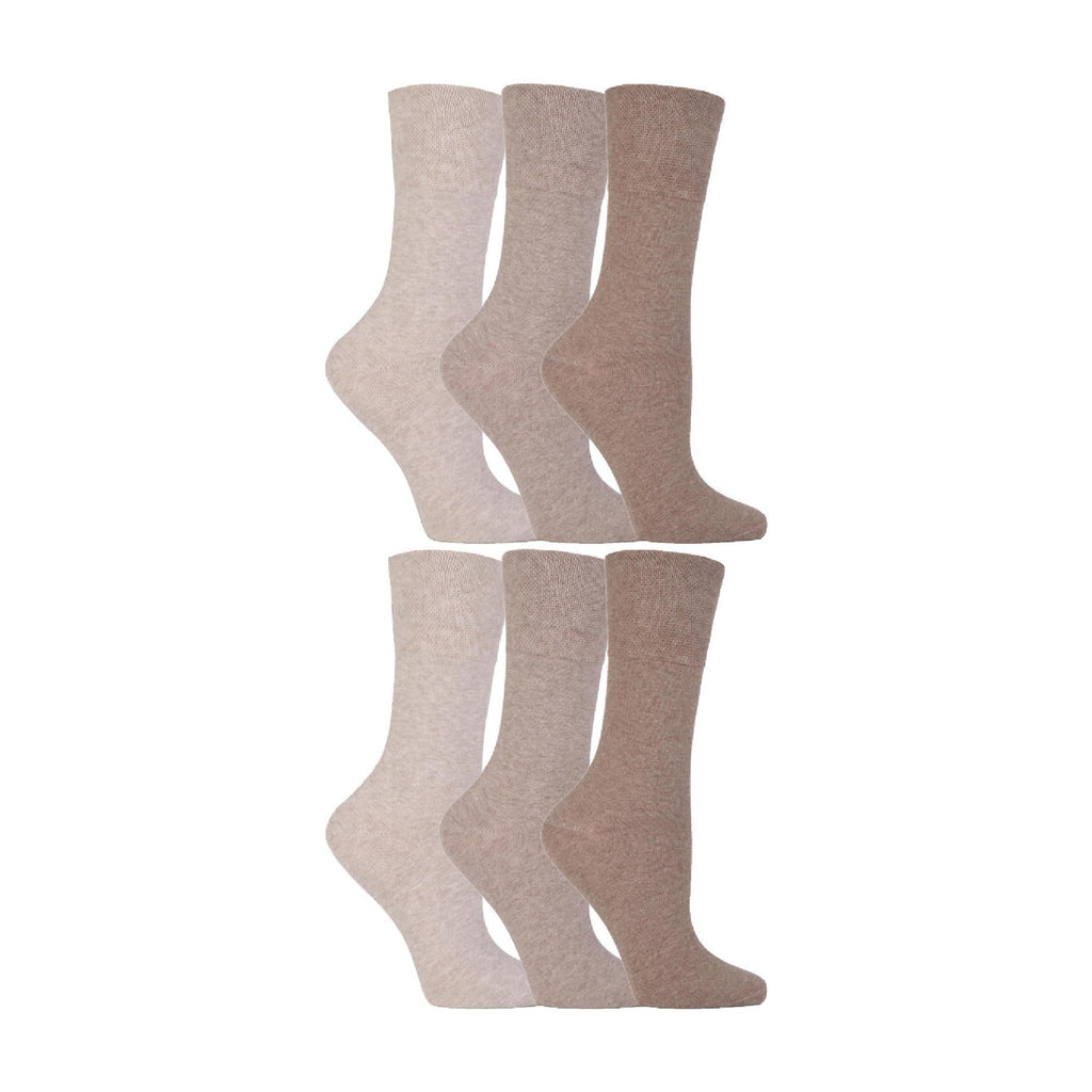 Gentle Grip 6 Pack Womens Non Elastic Soft Top Cotton Diabetic Socks