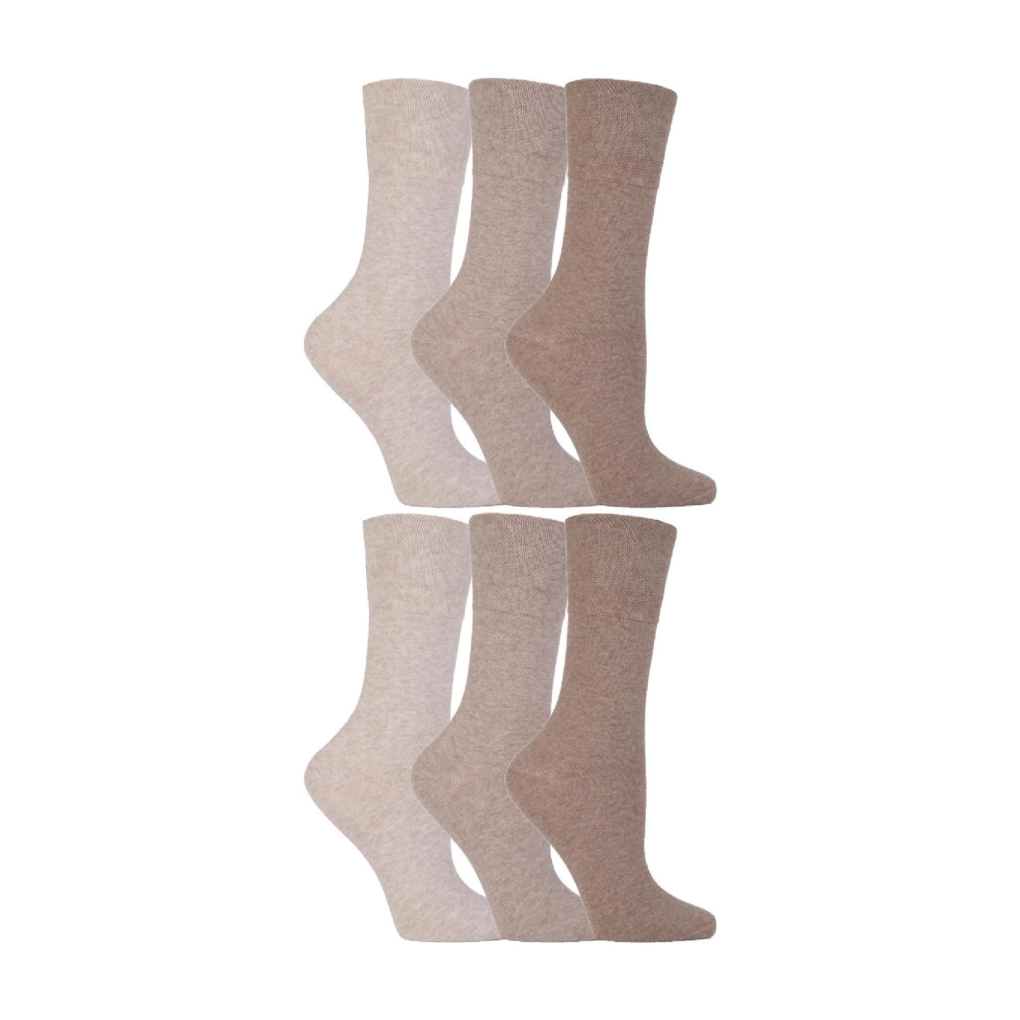Gentle Grip 6 Pack Womens Non Elastic Soft Top Cotton Diabetic Socks