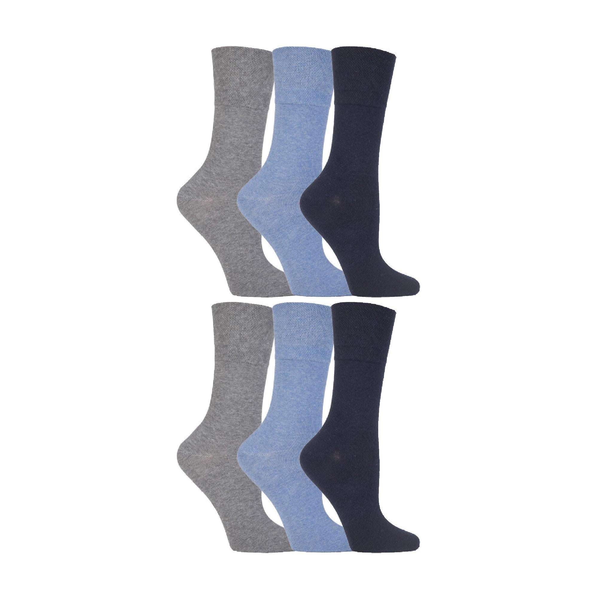 Gentle Grip 6 Pack Womens Non Elastic Soft Top Cotton Diabetic Socks
