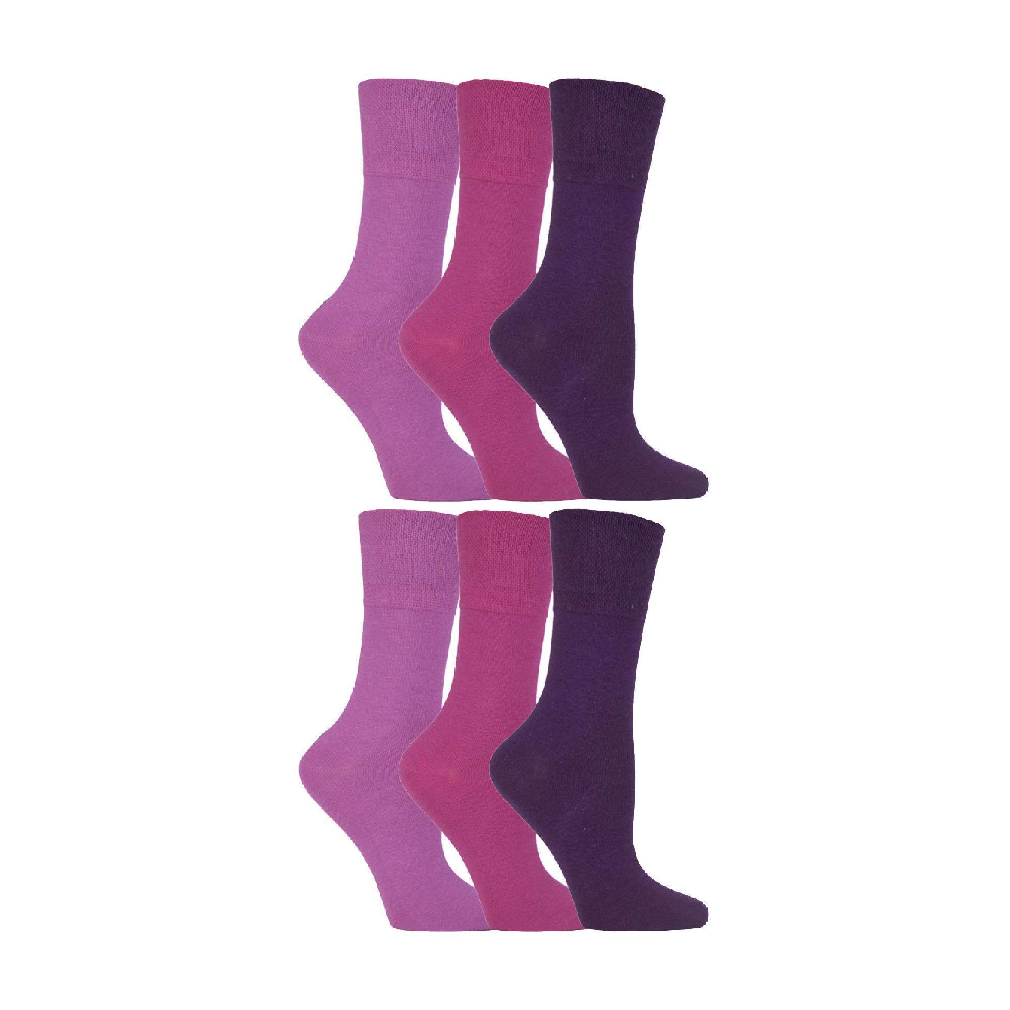 Gentle Grip 6 Pack Womens Non Elastic Soft Top Cotton Diabetic Socks