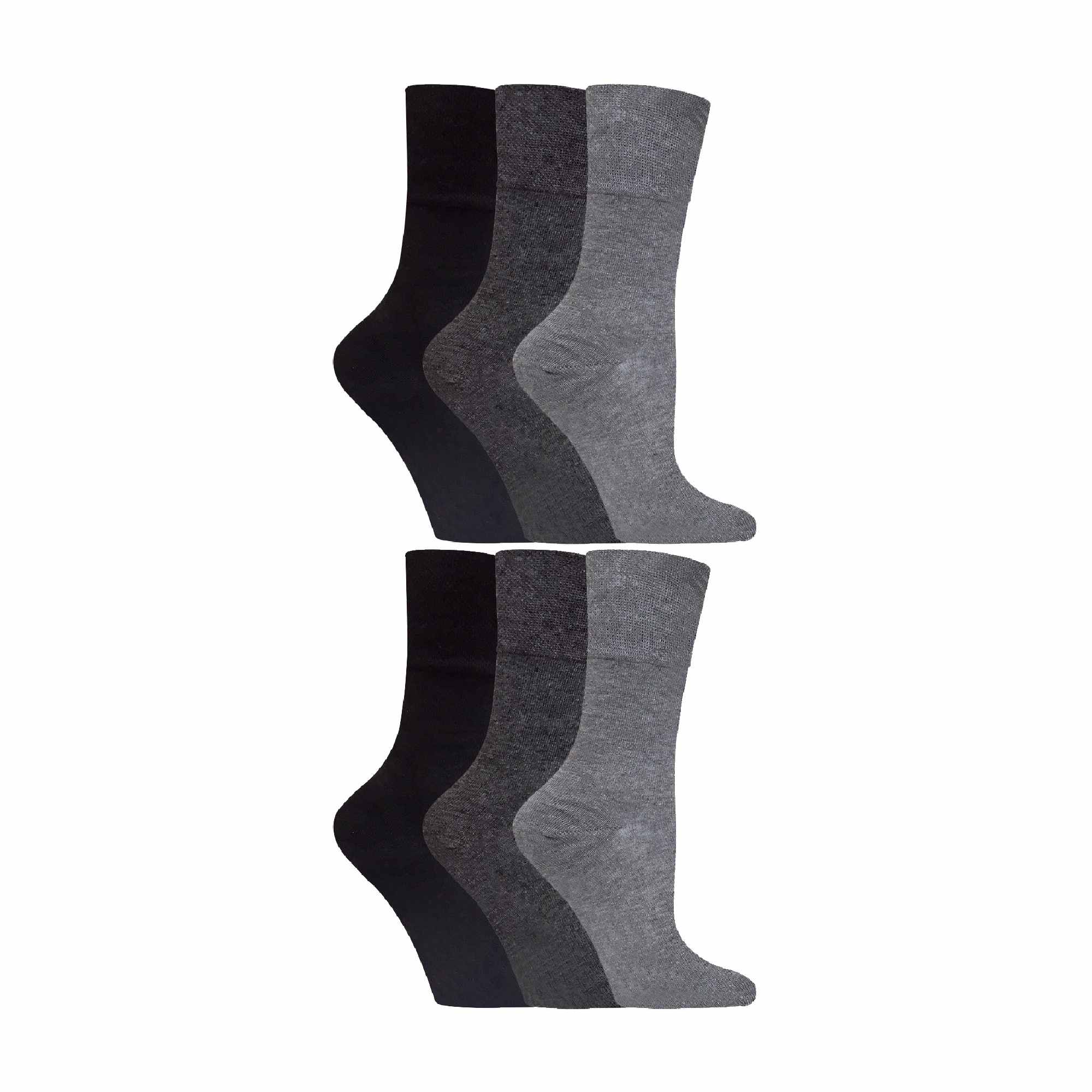 Gentle Grip 6 Pack Womens Non Elastic Soft Top Cotton Diabetic Socks