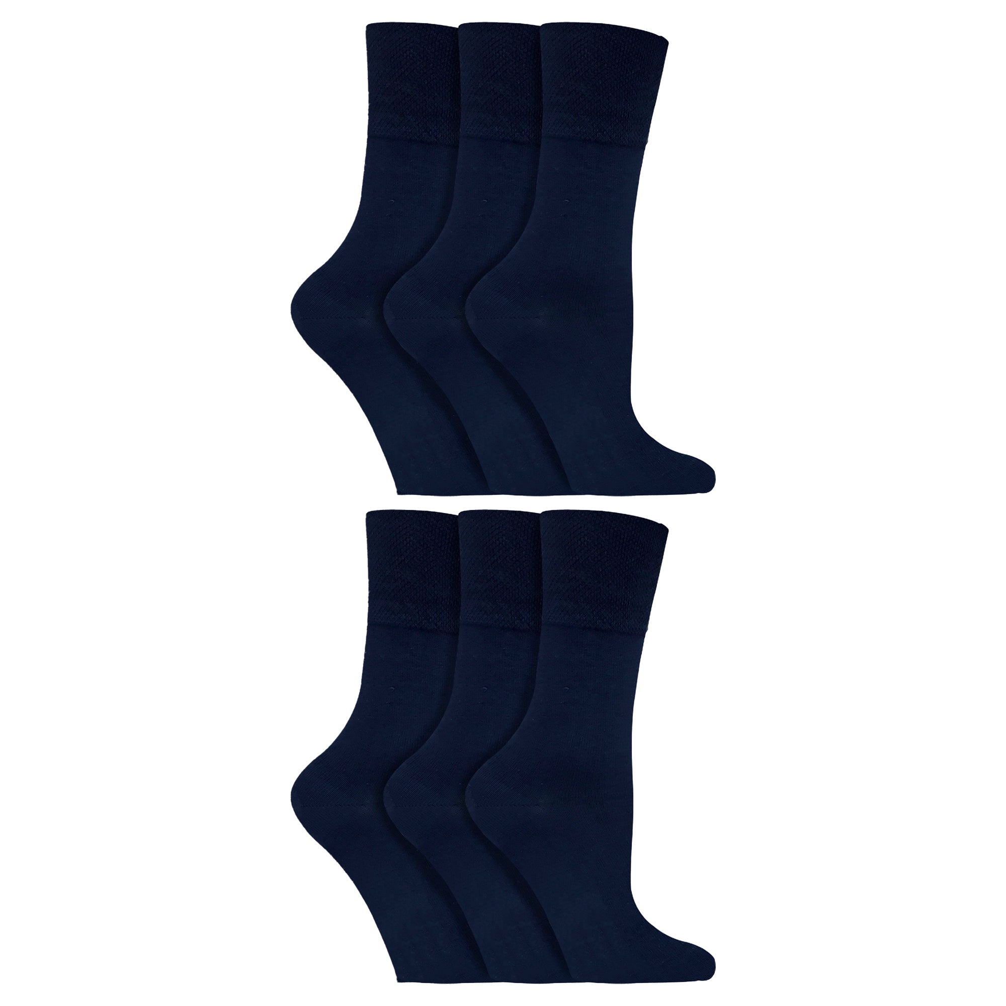 Gentle Grip 6 Pack Womens Non Elastic Soft Top Cotton Diabetic Socks