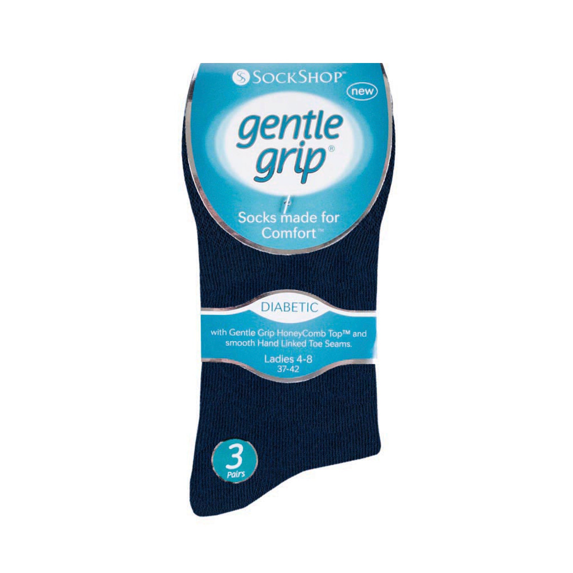 Gentle Grip 6 Pack Womens Non Elastic Soft Top Cotton Diabetic Socks