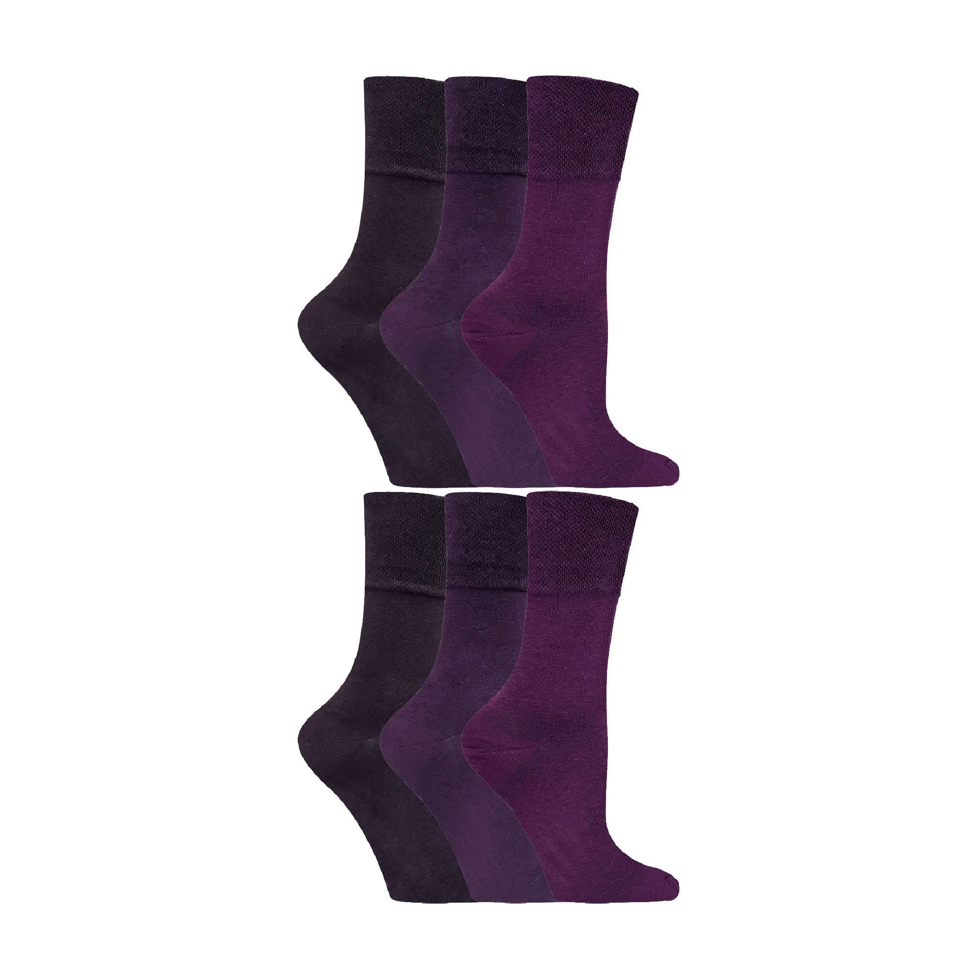 Gentle Grip 6 Pack Womens Non Elastic Soft Top Cotton Diabetic Socks