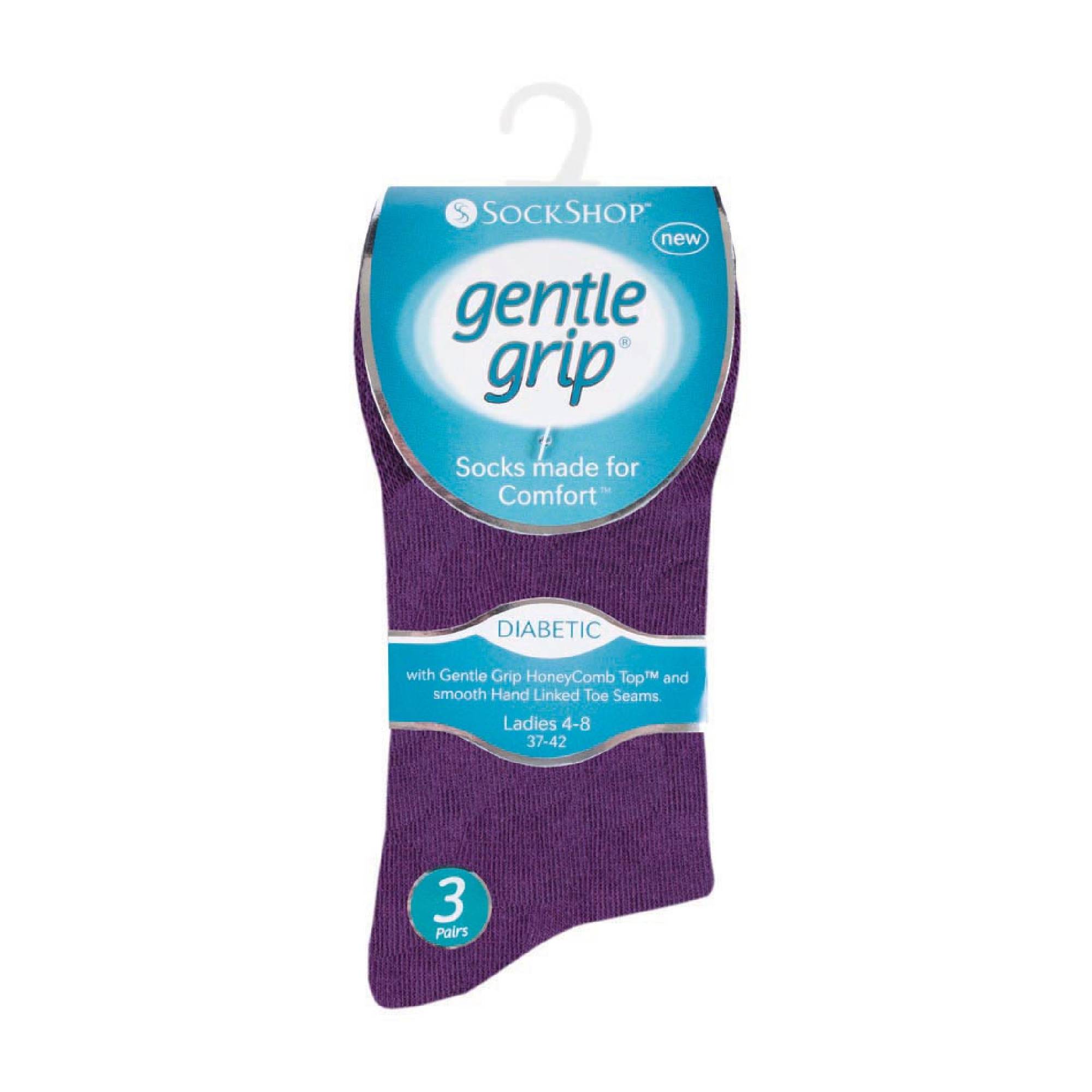 Gentle Grip 6 Pack Womens Non Elastic Soft Top Cotton Diabetic Socks